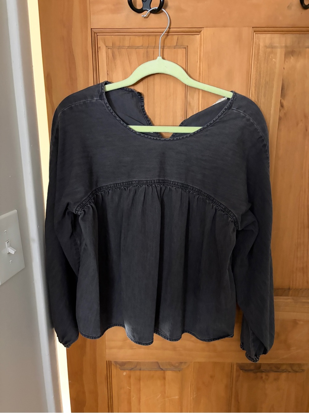 Madewell Black Long-Sleeve Peasant Tunic
